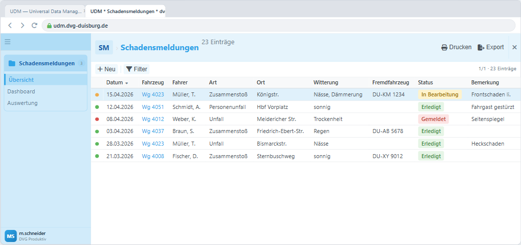 Digitalisierte Formulare in UDM